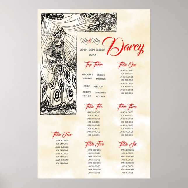 Tableau des sièges Princess Fairytale avec table s (Devant)