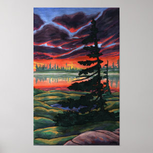 Tableau du paysage canadien Affiche du coucher du 