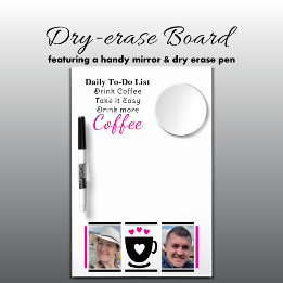 Tableau Effaçable À Sec Avec Mirroir To-Do List coffee lovers 2 photo black pink