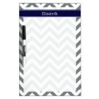 Charcoal Grey Lg Chevron Navy Blue Nom Monogramme