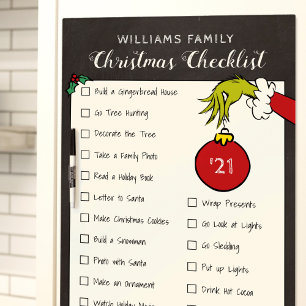 Tableau Effaçable À Sec The Grinch   Family Christmas Checklist