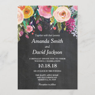 Tableau floral de faire-part de mariage