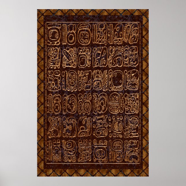 Tableau Hiéroglyphique Maya Foil Folk Art (Devant)