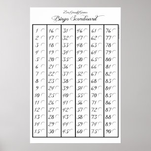 Tableau indicateur 90 de bingo-test - jeux de
