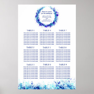 Tableau mariage bleu 1-9 tables