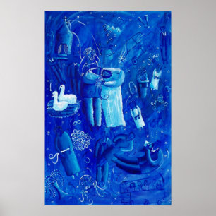 Tableau Mariage bleu Art contemporain Imprimer