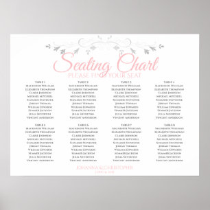 Tableau Mariage de 8 tables rose et gris