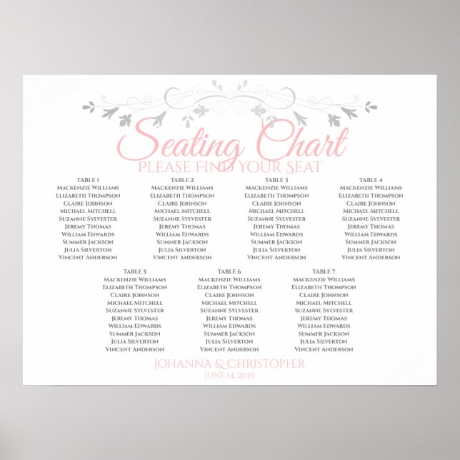 Tableau Mariage de table rose et gris 7 (Devant)