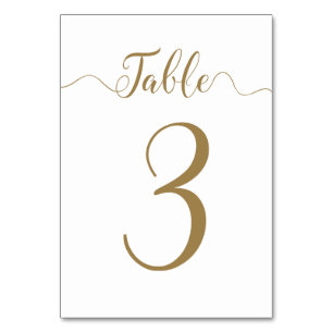 Tableau mariage Numéro 3 Cartes de table Gold
