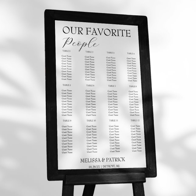 Tableau minimal de sièges de Mariage noir et blanc (Créateur téléchargé)