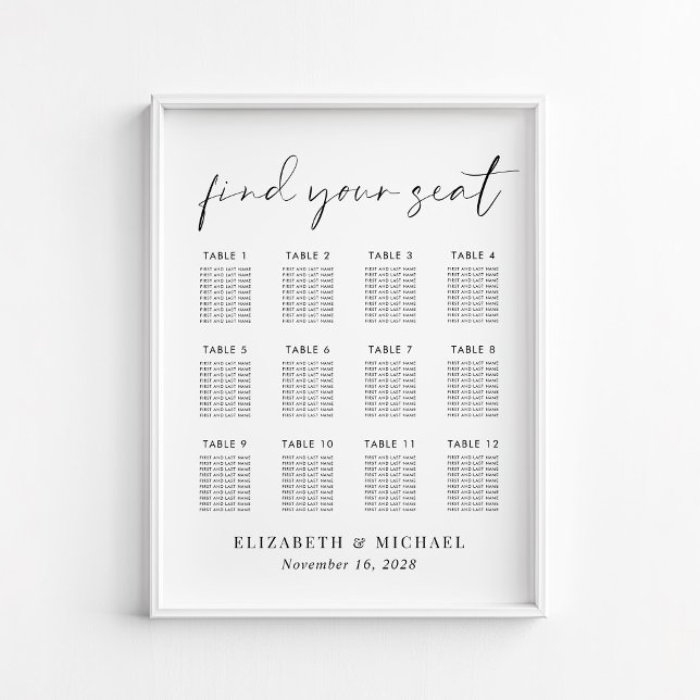 Tableau minimaliste 12 Mariage de table (Créateur téléchargé)