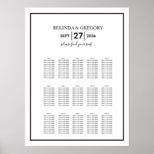 Tableau minimaliste de sièges de Mariage noir blan
