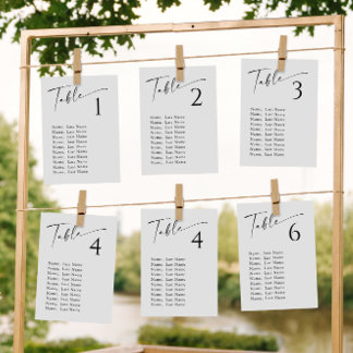 Tableau minimaliste Numéro de table Cartes simples