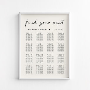 Tableau moderne 16 Crème de table Mariage assise