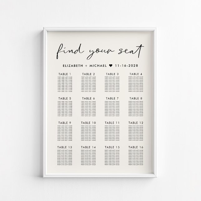 Tableau moderne 16 Crème de table Mariage assise (Créateur téléchargé)