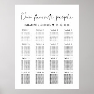 Tableau moderne des sièges Mariages de 16 tables