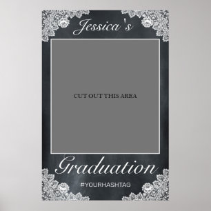 Tableau noir blanc dentelle Graduation Photo Prop 