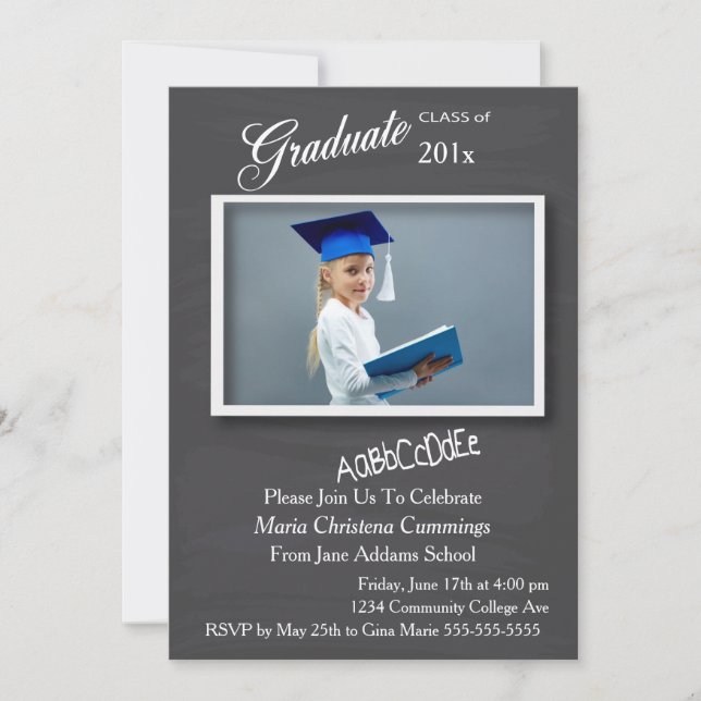 Tableau noir Cadre photo Invitation de graduation  (Devant)