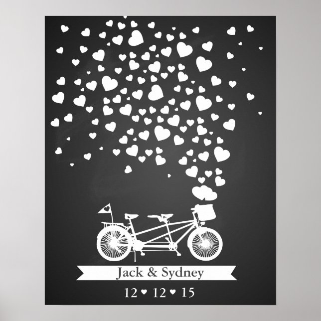 Tableau noir en tandem du livre d'invité mariage a (Devant)