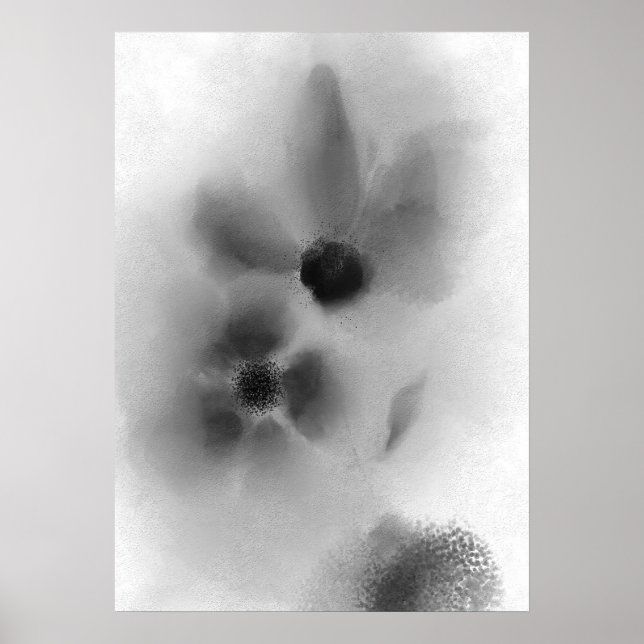 Tableau noir et blanc chic Twin Flowers (Devant)
