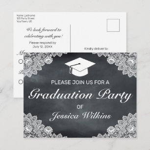 Tableau noir et blanc dentelle Invitation RSVP
