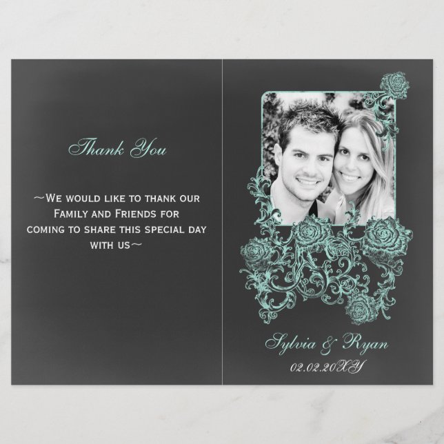 tableau noir Floral Folal Programmes de mariage ph (Devant)