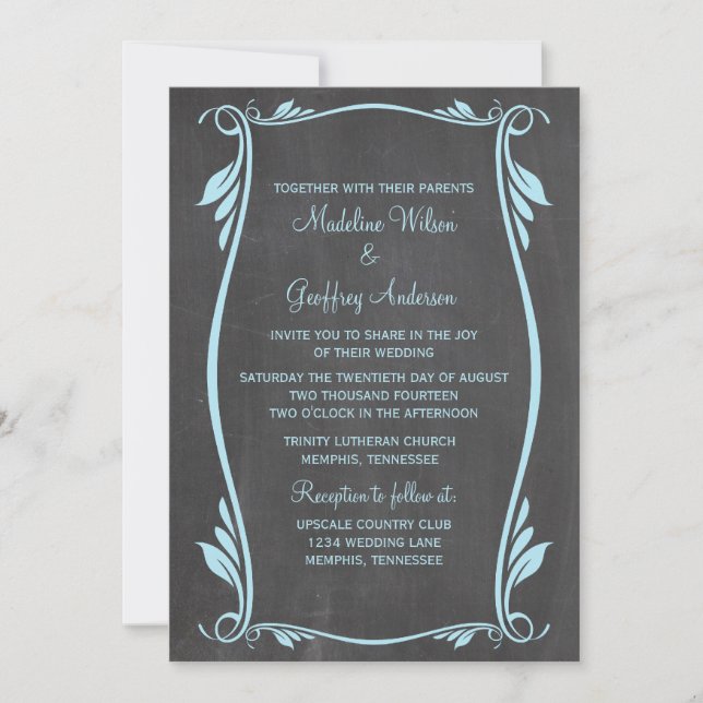 Tableau noir Flourish Mariage Invitation (Devant)