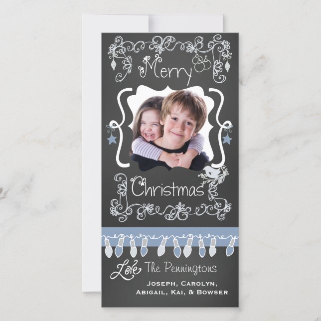 Tableau noir/gris Joyeux Carte photo de Noël (Devant)