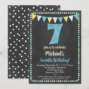 Tableau noir jaune 7e Invitation anniversaire