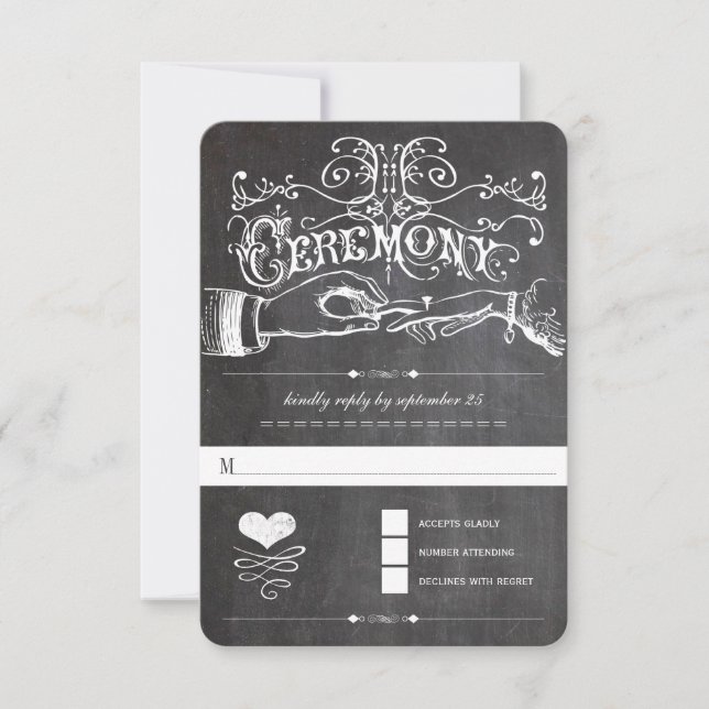 Tableau noir Met Initiales coeur Typographie RSVP (Devant)
