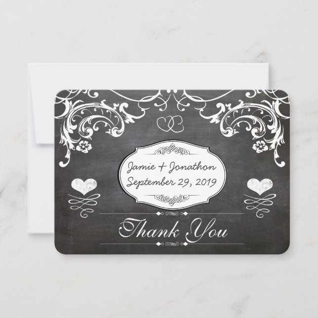 Tableau noir Met Initiales coeur Typographie RSVP (Devant)