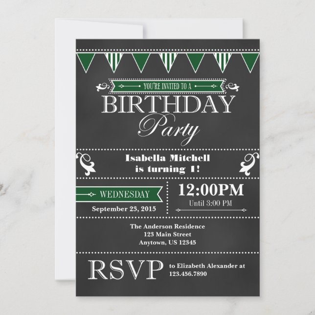 Tableau noir noir foncé Invitation d'anniversaire (Devant)