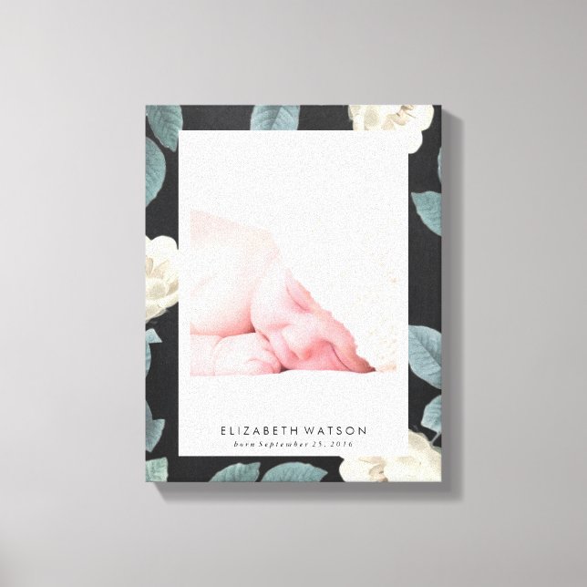 Tableau noir Rose Cadre Floral Toile Imprimer (Recto)