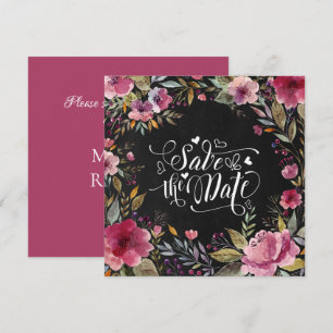 Tableau noir rose floral Enregistrer la carte de d