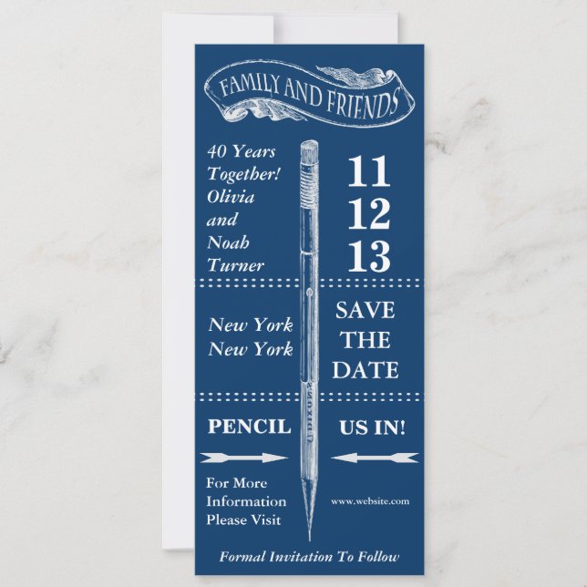 Tableau noir vintage save the date anniversaire (Devant)