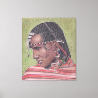Tableau original sur toile Africain Massai Guerrie