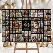 Tableau photo de luxe pour 80e anniversaire en noi