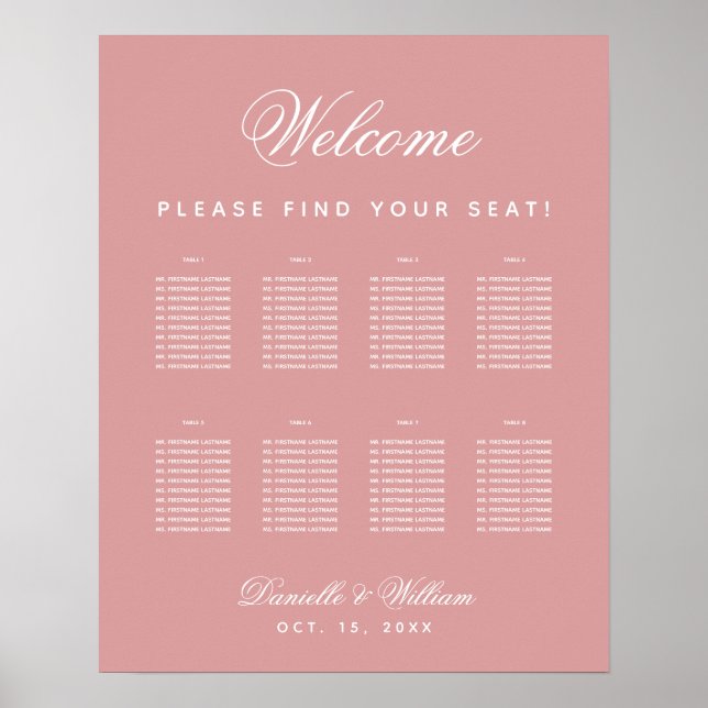 Tableau rose 8 Tableau Dusty Rose Mariage (Devant)