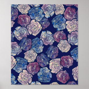 Tableau Rose Abstrait Jardinage Roses violet bleu