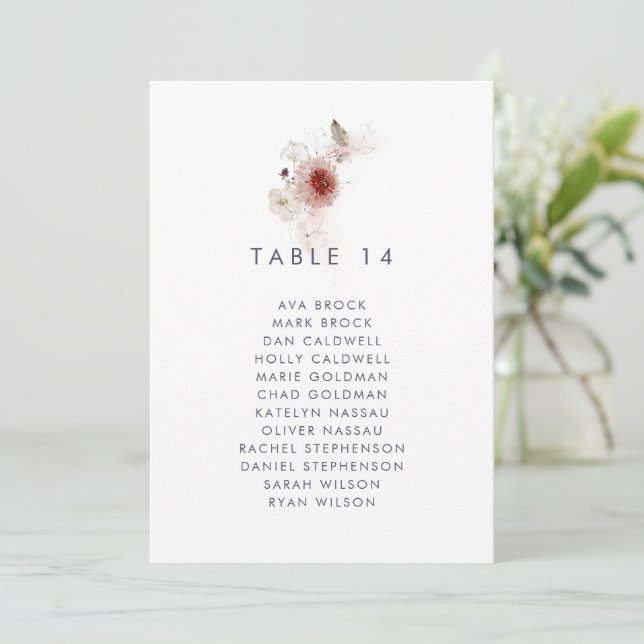 Tableau simple des numéros de table florale (Debout devant)