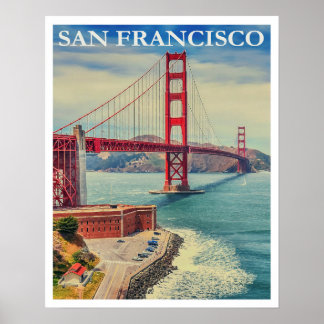 Tableau vintage du pont Golden Gate