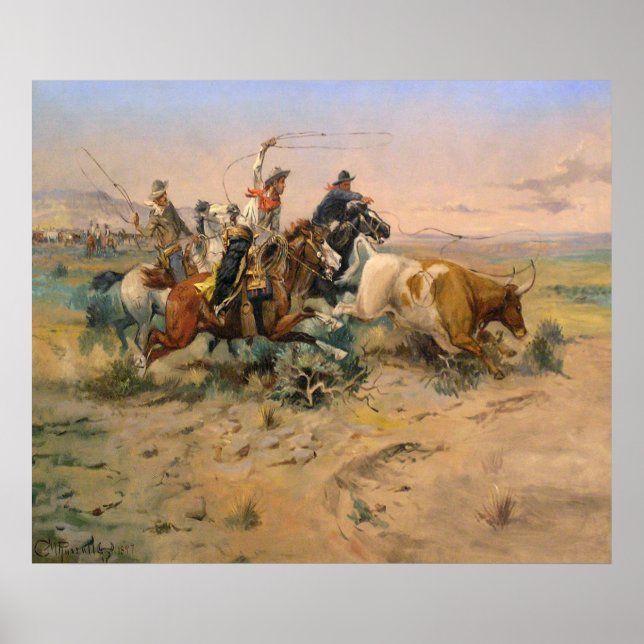 Tableau vintage Roundup Ouest sauvage (Devant)