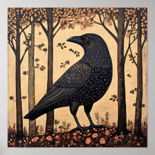 Tableau Whimsical d'oiseaux de corbeau