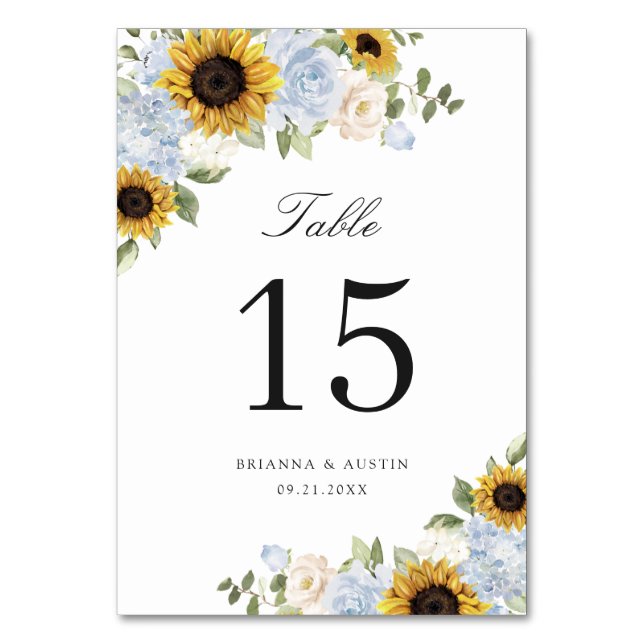 Tableaux de numéro de table rustique floral bleu p (Dos)