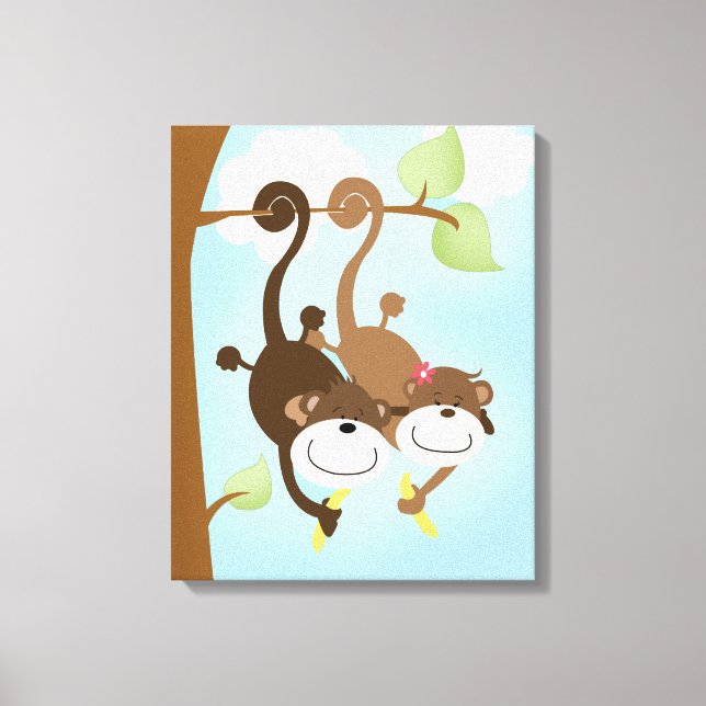 Tableaux en toile de singes deux mignons (Recto)