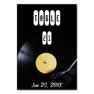 TableCard: Vinyl Record on Turntable. Retro theme Table Number