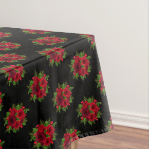 Tablecloth "60x84" Christmas Red Rose & Holly
