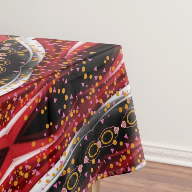 Tablecloth Abstract Black Red White  (In Situ)