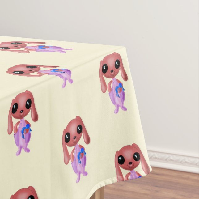 Tablecloth Baby Bunnies - Custom Colours - Text (In Situ)