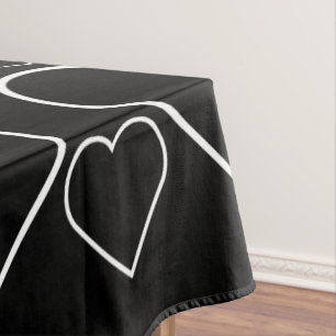 Tablecloth Black & White Hearts